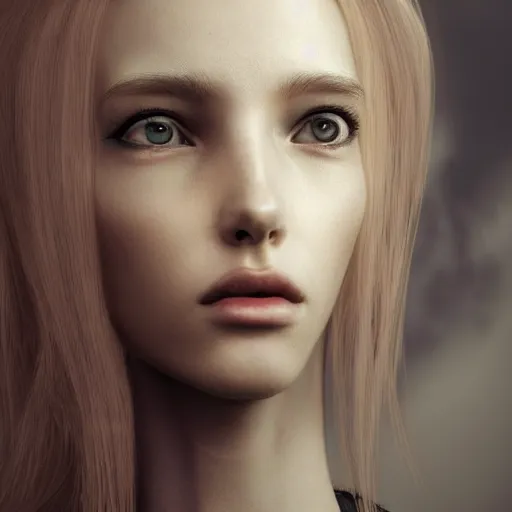 Prompt: A young beautiful female angelic-extraterrestrial-cyborg face with a very long neck, big clear eyes, thin nose, big lips, hair floating in the wind, Realistic, Refined, Digital Art, Pre-Raphaelite, Highly Detailed, Cinematic Lighting, rim light, black and white, photo-realistic Unreal Engine, 8K