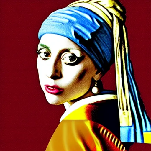 Image similar to lady gaga in the style of Girl with a Pearl Earring