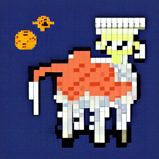 Prompt: a cow in a space suit, pixel art