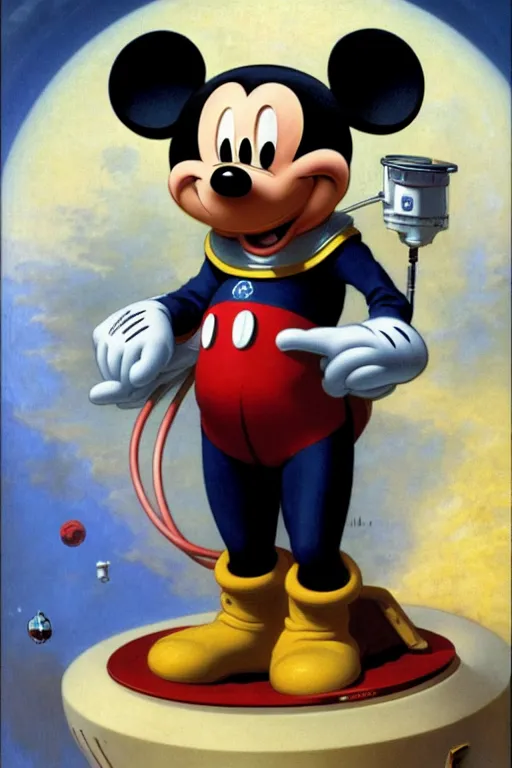 Prompt: portrait of a mickey mouse astronaut, by bouguereau