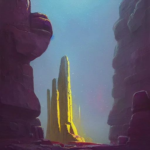 Image similar to a beautiful painting by johfra bosschartau, paul lehr, and beeple, trending on artstation A beautiful painting of colossal ancients viking monolithic marble city by a seacliff, royal br