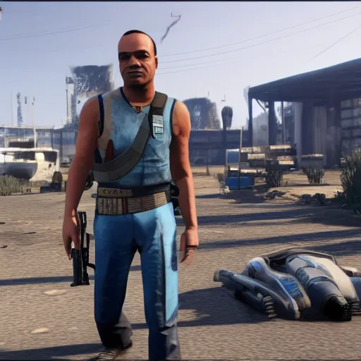 Prompt: Film still of Jango Fett, from Grand Theft Auto V (2013 video game)