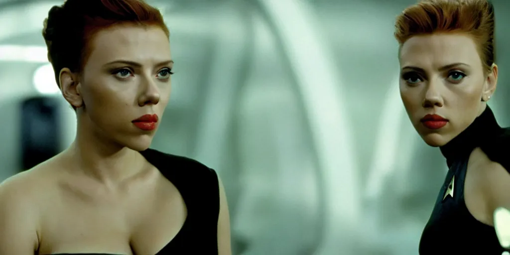 Prompt: Scarlett Johansson in a scene from Star Trek First Contact