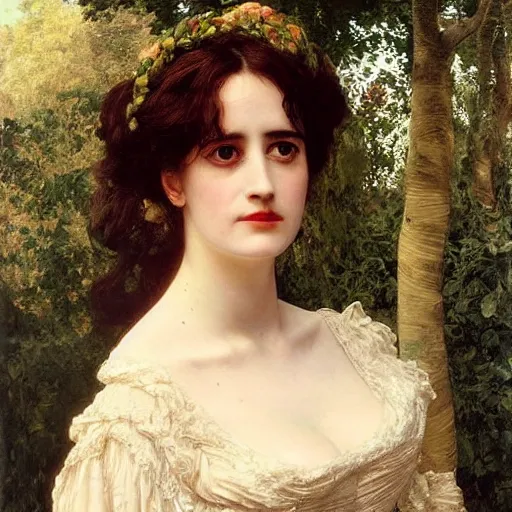 Image similar to portrait en buste of eva green in an edwardian dress by frederic william burton and frederic leighton, abundantly detailed, perfectly detailed eyes