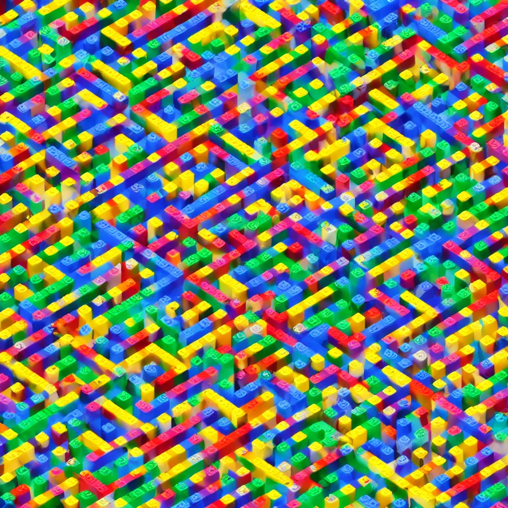 Image similar to wimmelbilder maze made of lego, isometric