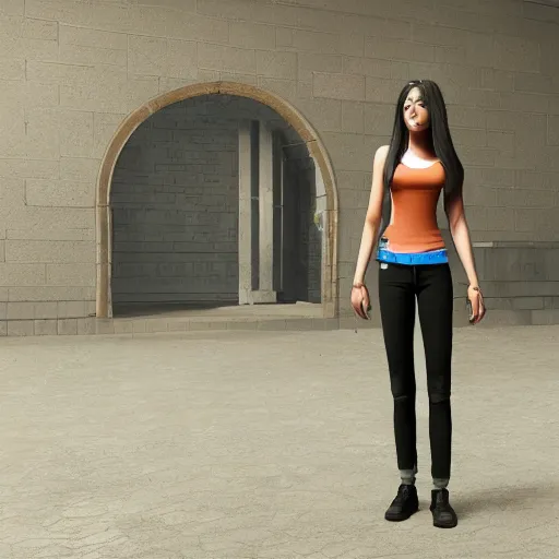 Image similar to concept art of a beautiful girl, t pose, unreal engine render