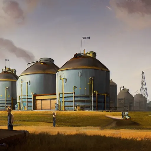 Prompt: a beer brewery painted by stalenhag