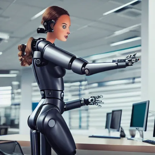 Image similar to Attractive female robot guarding a wall of computers