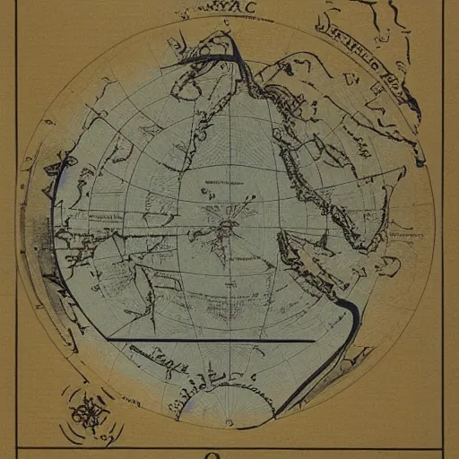 Image similar to cartography map art, flat earth, highly detailed, vintage typography