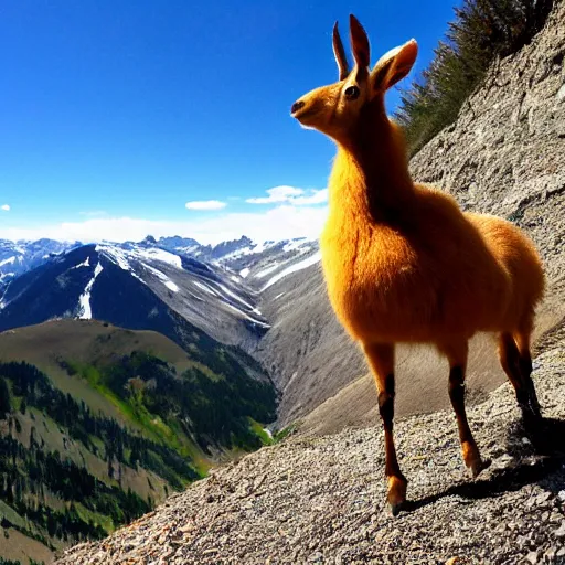 Prompt: a chamois on a mountain