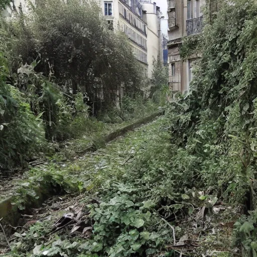 Image similar to photo of an overgrown paris in ruins