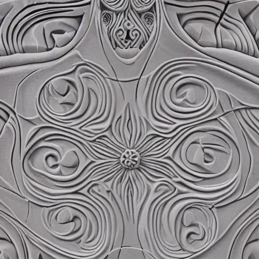 Image similar to thin lines, fractals, lichen macro, crenelated, serpentine twisty maze, organic, carved soapstone ceiling relief paneling white and pale violet