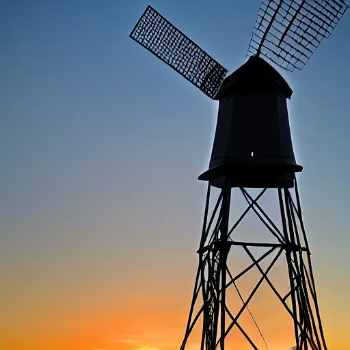 Prompt: Lytham windmill at sunset