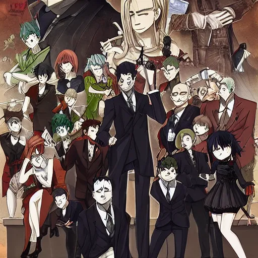 Prompt: the mafia known as the cerchio infuocato, 2 d art, highly detailed madhouse, ufotable