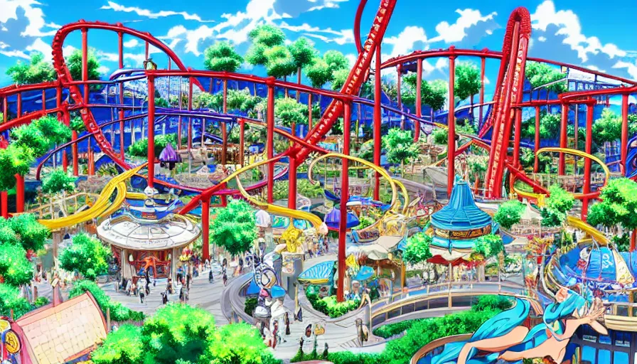 Prompt: anime theme park. detailed, elegant, intricate, 4k