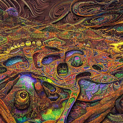 Prompt: psychedelic wasteland, intricate detail, hyperrealistic