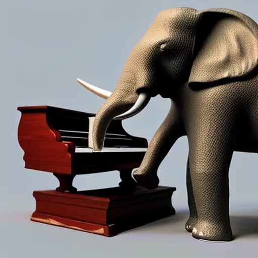 Prompt: 3D render of an elephant playing the piano.