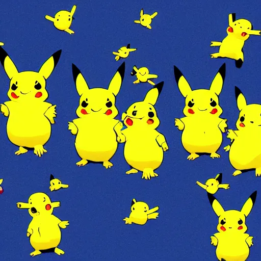 Image similar to five million pikachus attacking the world