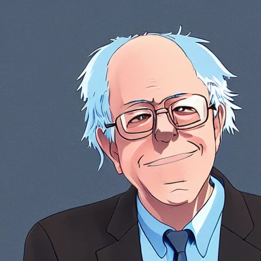 Image similar to Bernie sanders as an anime character, detailed animation, studio ghibli