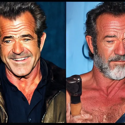 Prompt: morph between Mel Gibson and Bruce Springsteen