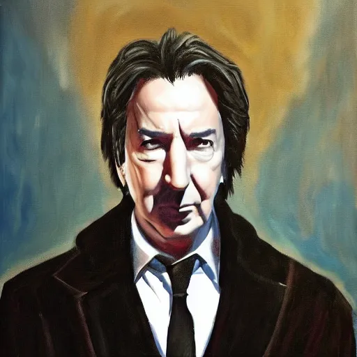 Image similar to A portrait of Alan Rickman as Batman, oil painting