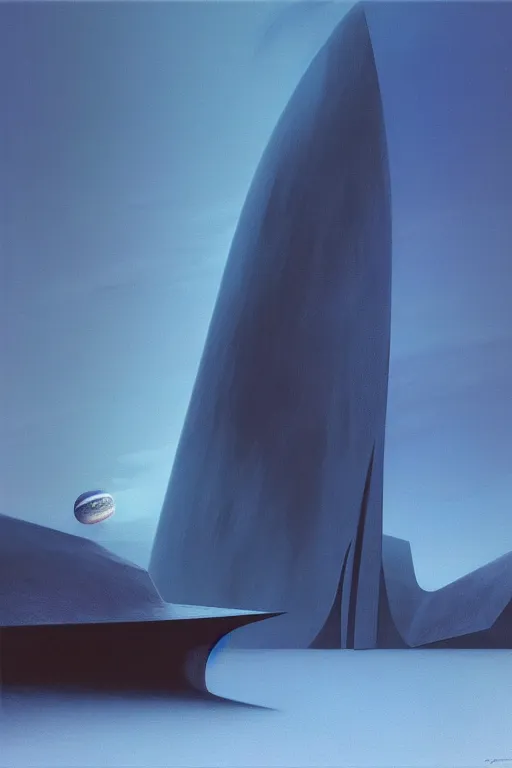 Image similar to emissary space by arthur haas and bruce pennington and john schoenherr, cinematic matte painting, photo realism, zaha hadid building, dark color palate, blue hour light snow