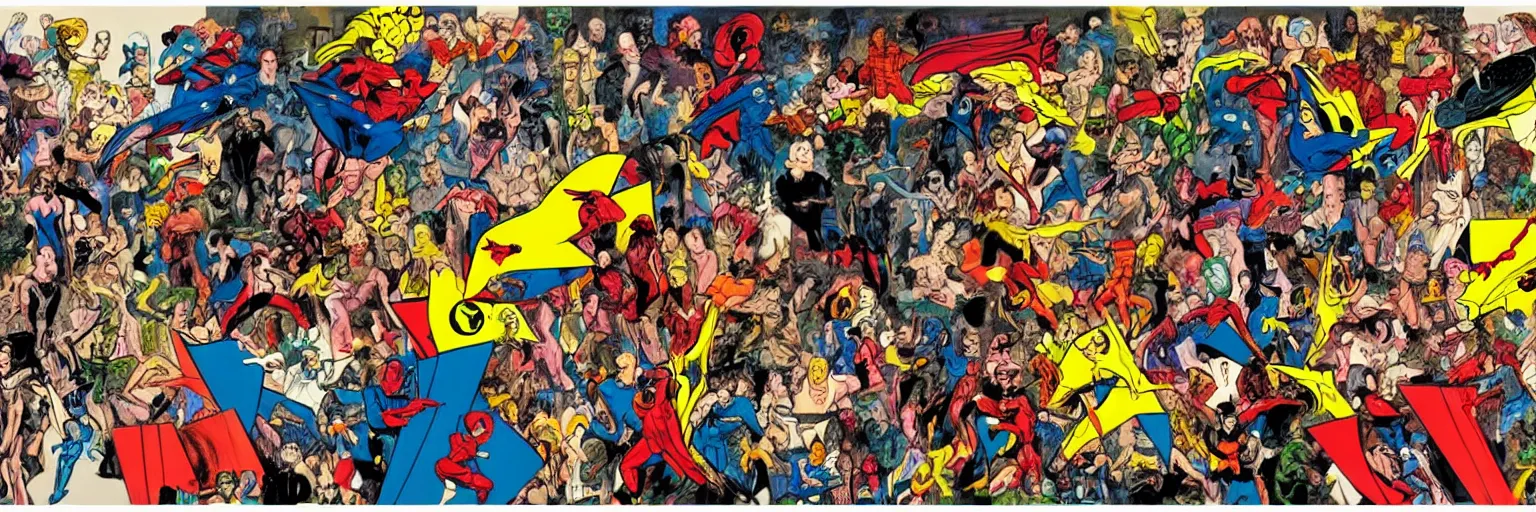 Image similar to abstract comic book art of people, dc comics, modern art,