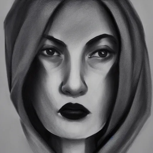 Prompt: a woman without a face, woman posing for the camera, charcoal painting!!!!!, trending on artstation, 4 k, 8 k, artstation hd, artstation hq, artistic interpretation, 1 9 5 0 s style