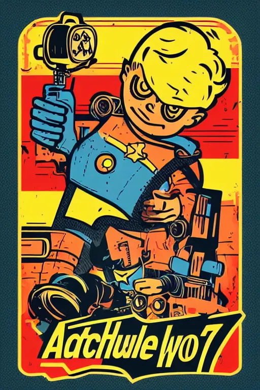 Image similar to fallout 7 6 retro futurist illustration art by butcher billy, sticker, colorful, illustration, highly detailed, simple, smooth and clean vector curves, no jagged lines, vector art, smooth andy warhol style