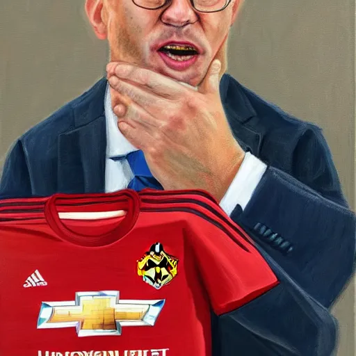 Prompt: a detailed portrait painting of joel glazer from manchester united being humiliated