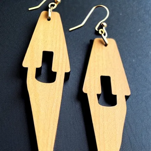 Image similar to 2 d wood lasercut earrings, mystical symbols, 8 k, hd, trending on amazon on artstation, trending on deviantart, trending on etsy, epic digital art