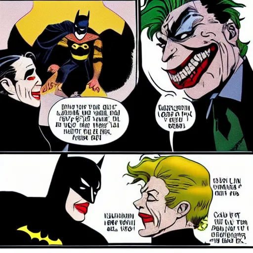 Prompt: batman and joker arguing about who gets to walk the dog