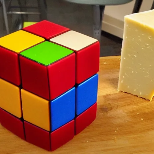 Prompt: a Rubik's cube made out of cheese