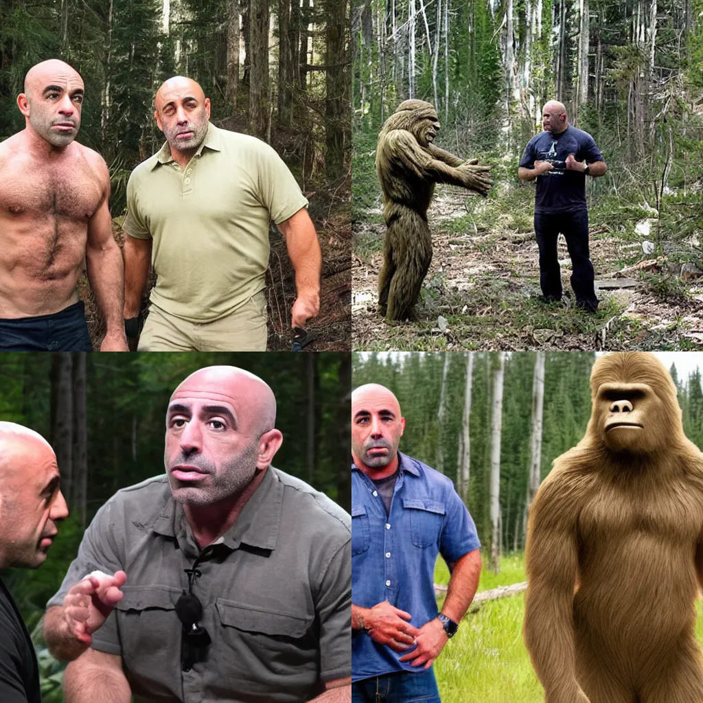 Prompt: Joe Rogan interviewing Bigfoot
