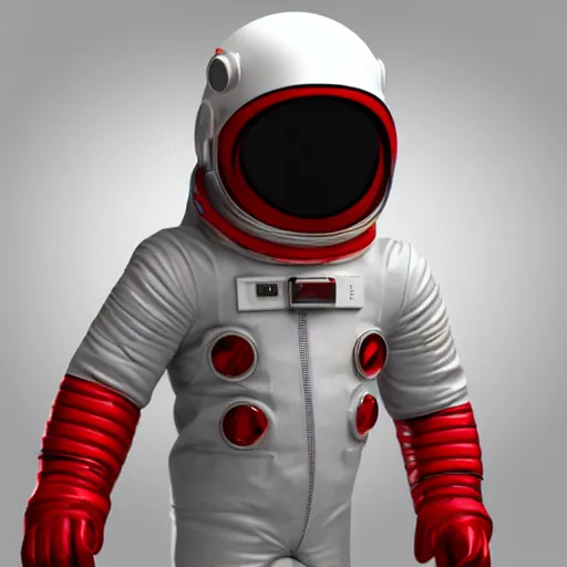 Image similar to short 3 d model of a red astronaut, with a white visor