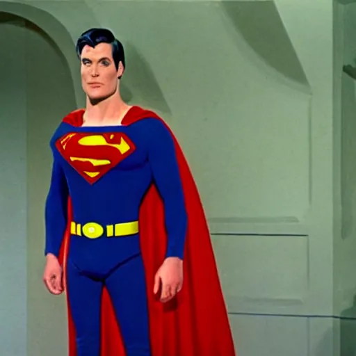 Image similar to superman on the adam west batman tv show