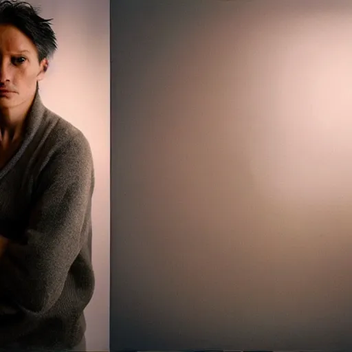 Image similar to portrait of eevee - human hybrid, by annie leibovitz, portrait of a man, studio lighting