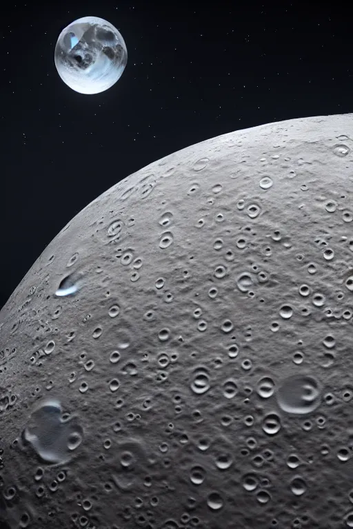 Image similar to intricate hyper detailed ultra sharp 3 d render of moon hyper realistic, ultra detailed, octane render, volumetric cinematic lighting, 8 k post - production