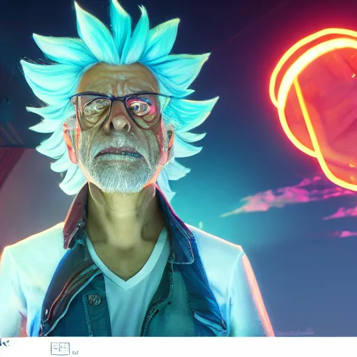 Prompt: portrait art of rick sanchez 8 k ultra realistic, lens flare, atmosphere, glow, detailed, intricate, full of colour, cinematic lighting, trending on artstation, 4 k, hyperrealistic, focused, extreme details, unreal engine 5, cinematic, masterpiece