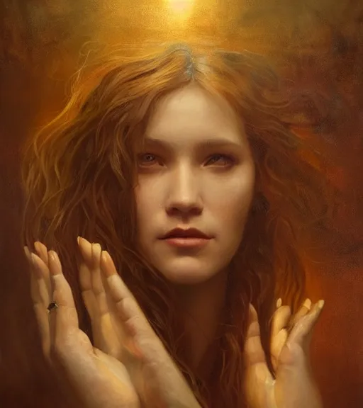 Image similar to riveting gracious seductive oracle of delphi portrait, soft rim light, mysterious atmospheric lighting, painted, intricate, volumetric lighting, beautiful, rich deep colours masterpiece, golden hour, sharp focus, ultra detailed, by leesha hannigan, ross tran, thierry doizon, kai carpenter, ignacio fernandez rios