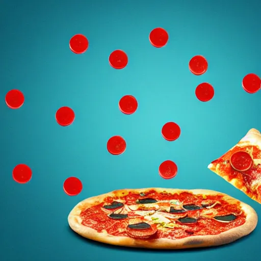 Image similar to pizza floating in cyberspace