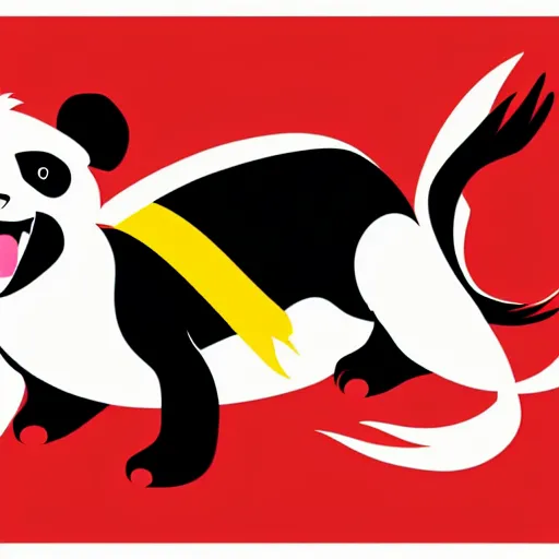 Image similar to vector art of welsh dragon and cute panda mixed, intercrossed, chimera, welsh flag, adobe illustrator