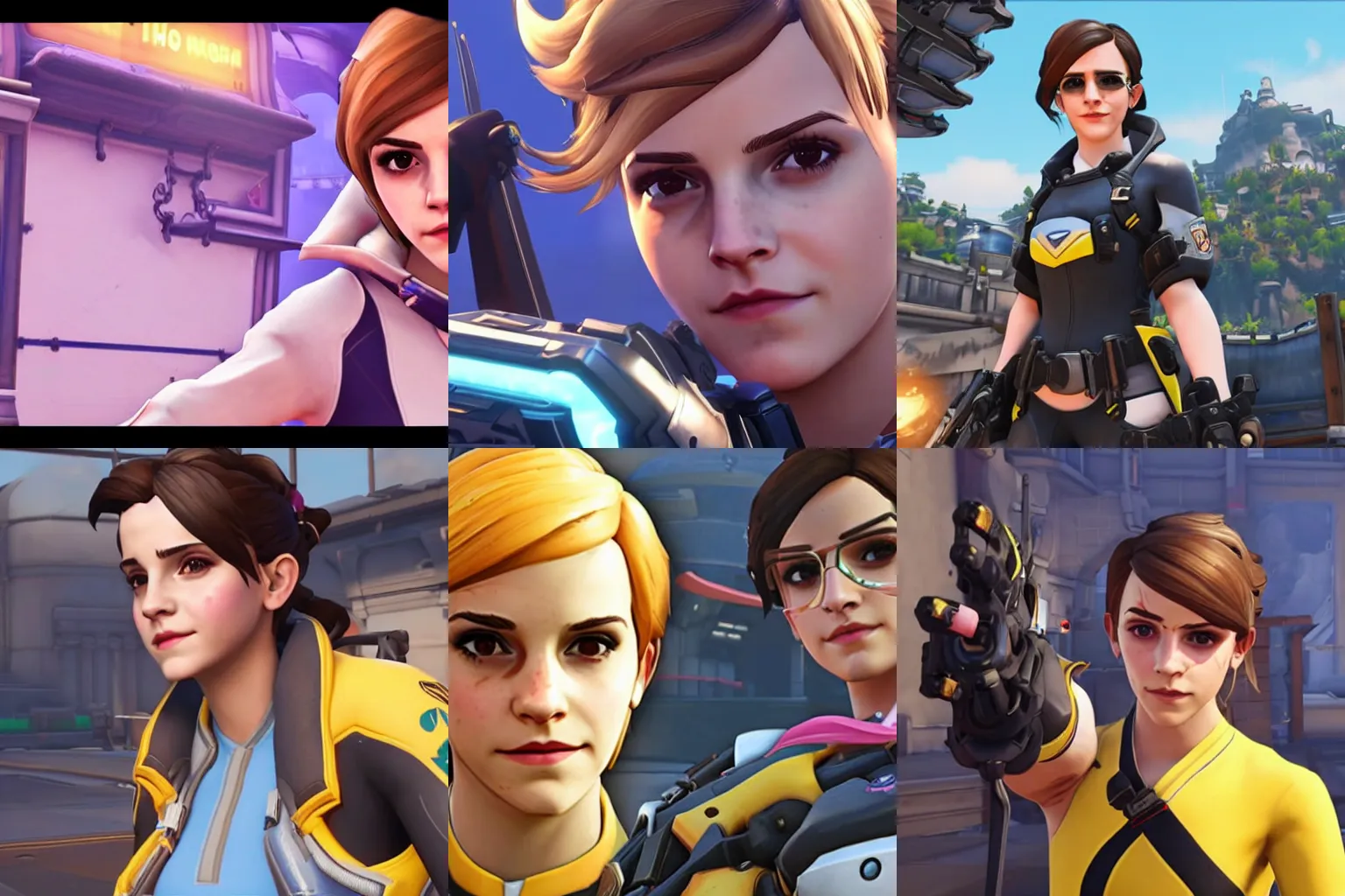 Prompt: Emma Watson getting Play of the Game in Overwatch