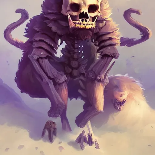 Image similar to cute fluffy animal skeleton creatures. hearthstone animal creatures, graveyard background, bright art masterpiece artstation. 8k, sharp high quality artwork in style of Jose Daniel Cabrera Pena and Greg Rutkowski, violet theme, concept art by Tooth Wu, hearthstone card game artwork