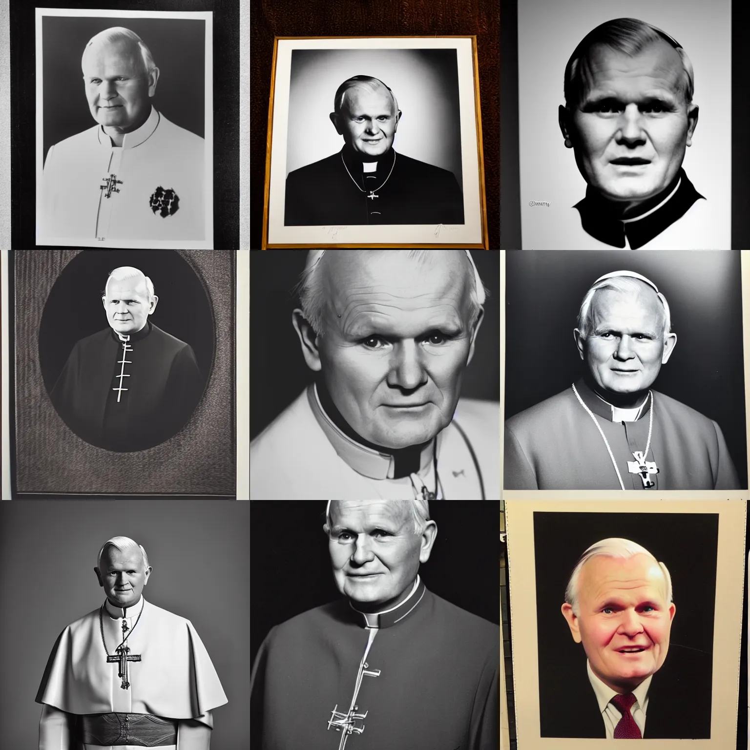 Prompt: Very handsome John Paul II. Studio lighting in dark room