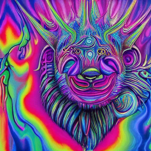 Image similar to painting of a psychedelic animal sculpture