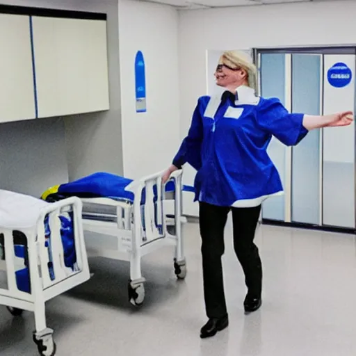 Prompt: levitating nhs worker