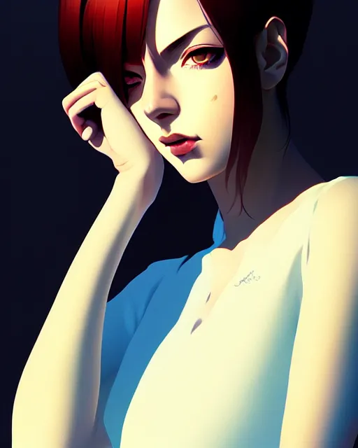 Prompt: a detailed portrait of a woman by ilya kuvshinov, digital art, dramatic lighting, dramatic angle