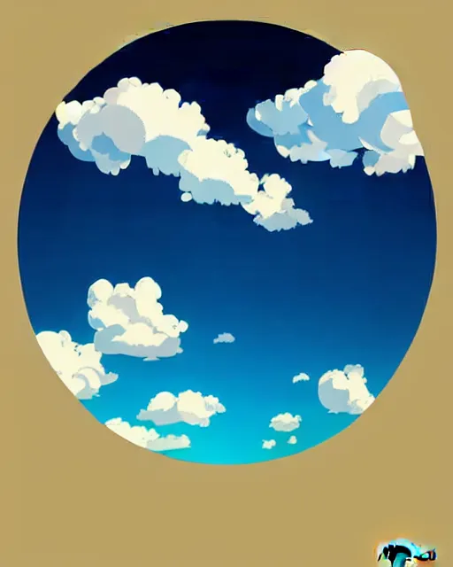 Prompt: realistic clouds illustration, vector art, midday, digital art, trending on artstation, gradient colors, fisheye perspective