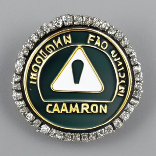 Image similar to a diamond enamel pin depicting a caution hazard, smooth curves